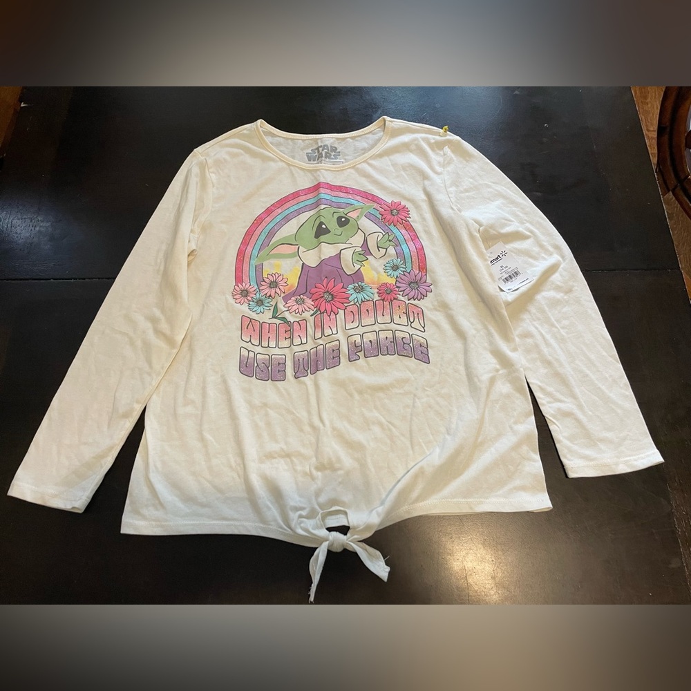 Star Wars Kids White Long Sleeve Shirt with Grogu Design